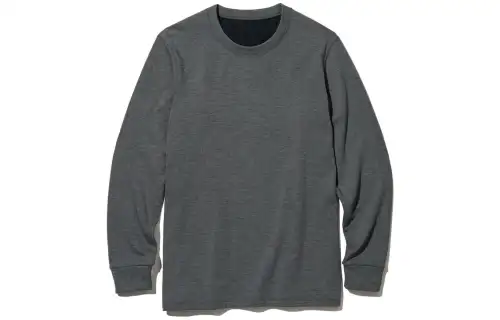 UNIQLO T Shirts Men's Dark Gray Crew Neck Moderate