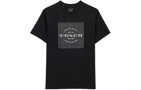 COACH T-Shirts Men's Black Crew Neck Moderate