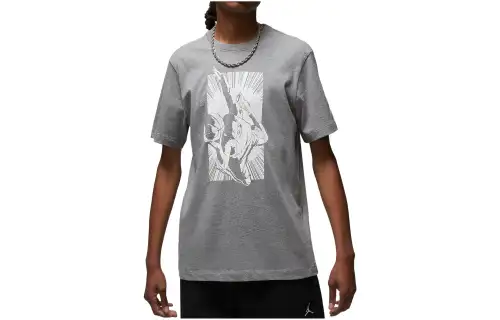 Jordan T Shirts Men's Gray Crew Neck Moderate Straight Fit