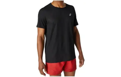 ASICS T Shirts Men's Black Crew Neck Moderate Straight Fit