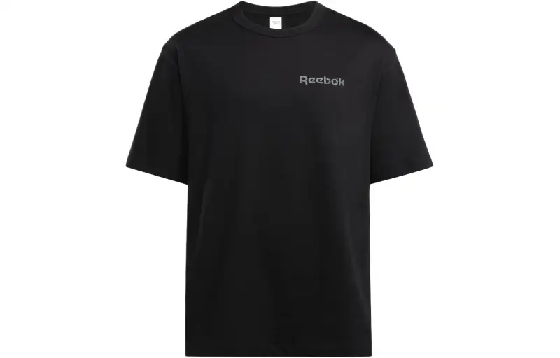 Reebok T Shirts Men's Black Crew Neck Moderate Straight Fit