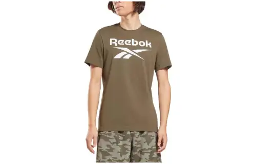 Reebok T Shirts Men's Olive Crew Neck Moderate Straight Fit