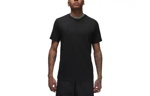 Jordan T Shirts Men's Black Crew Neck Moderate Straight Fit