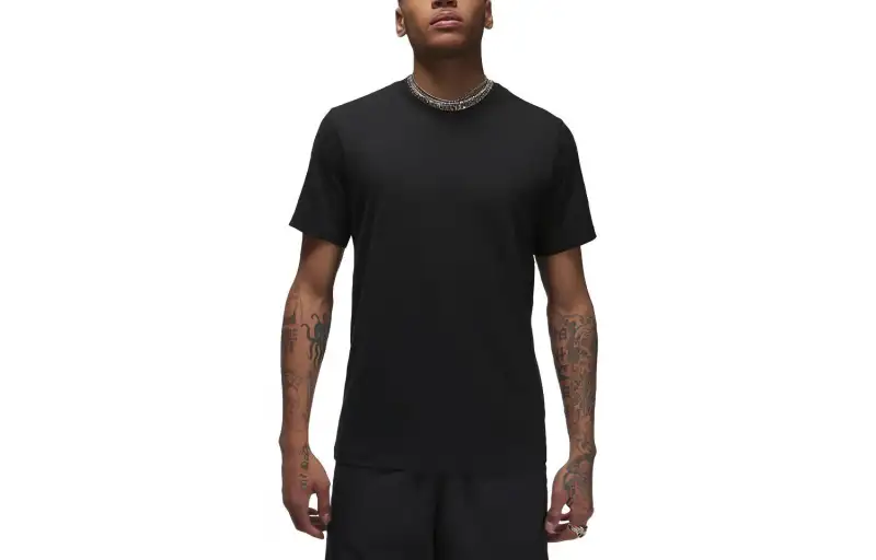 Jordan T Shirts Men's Black Crew Neck Moderate Straight Fit