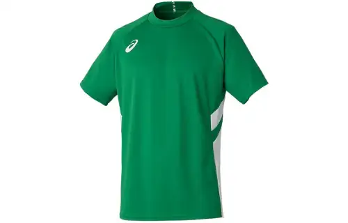 ASICS T Shirts Men's Green Crew Neck Moderate Straight Fit