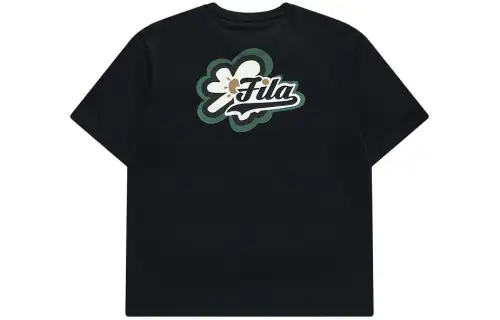 FILA FUSION Drop Shoulder Sleeve T Shirt Unisex Jet Black