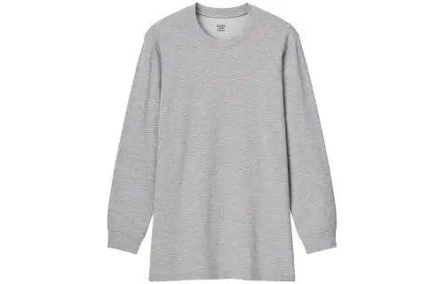 UNIQLO T Shirts Men's Pure Gray Crew Neck Moderate Straight Fit