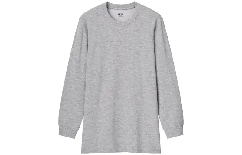 UNIQLO T Shirts Men's Pure Gray Crew Neck Moderate Straight Fit