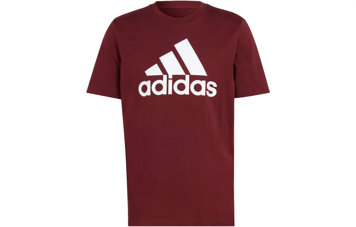 Adidas Essential T-Shirts Men's Dark Red Crew Neck Moderate Straight Fit
