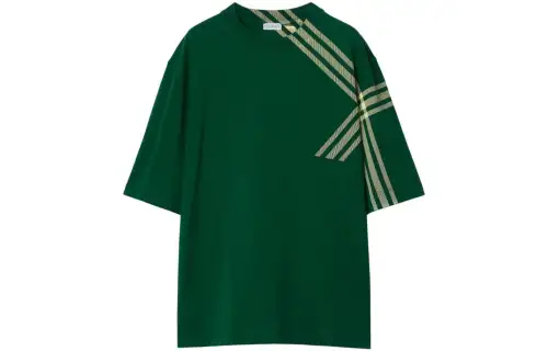 Burberry Checked Crewneck T Shirt
