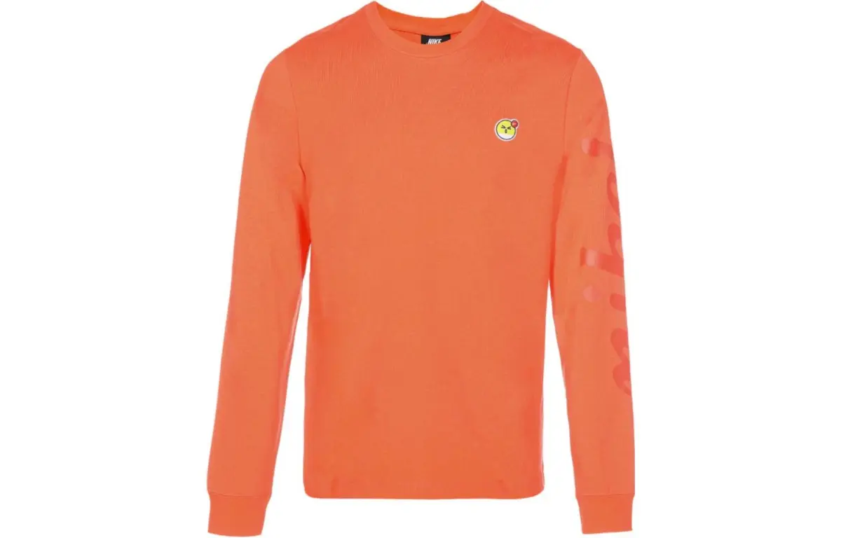 Nike T-Shirts Men's Orange Crew Neck Moderate Straight Fit