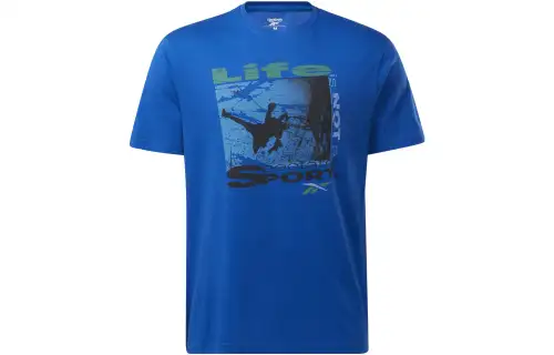 Reebok T Shirts Men's Blue Crew Neck Moderate Straight Fit