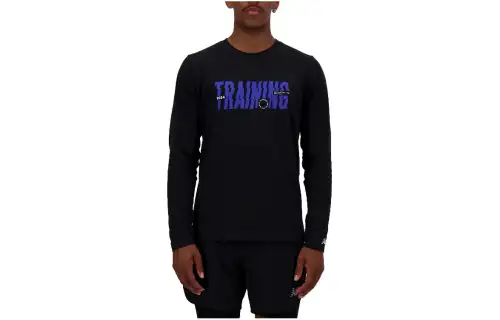 New Balance T Shirts Men's Black Crew Neck Moderate Straight Fit