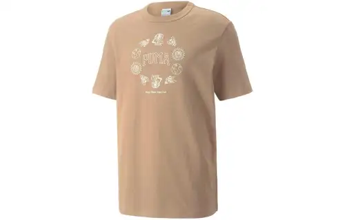 PUMA T Shirts Men's Camel Crew Neck Moderate Straight Fit