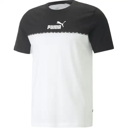 PUMA T Shirts Men's White Crew Neck Moderate Straight Fit