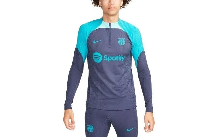 Nike T-Shirts Men's Thunder Blue/Light Aqua Green Crew Neck Moderate Straight Fit