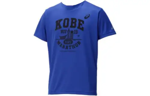 ASICS T Shirts Men's Blue Crew Neck Moderate Straight Fit