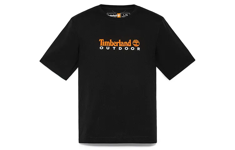 Timberland T-Shirts Men's Black Crew Neck Moderate Straight Fit