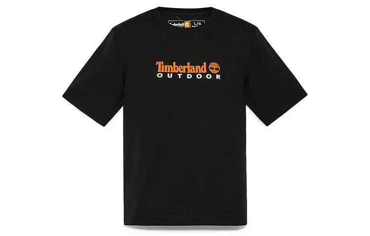 Timberland T Shirts Men's Black Crew Neck Moderate Straight Fit