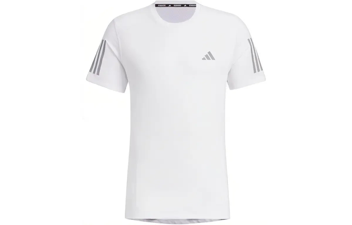 Adidas T-Shirts Men's White Crew Neck Moderate Straight Fit