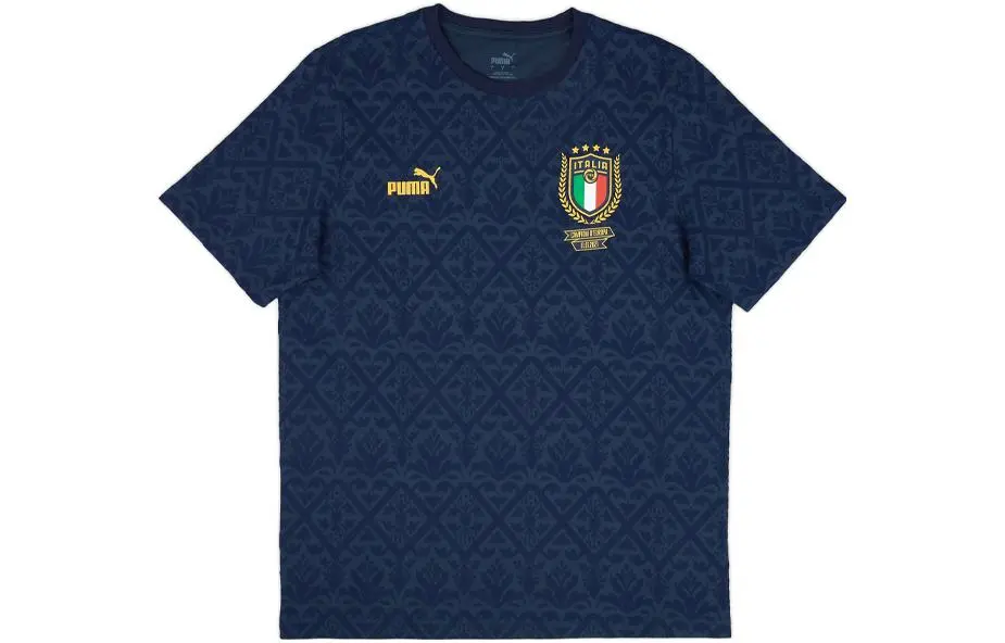 PUMA T-Shirts Men's Blue Crew Neck Moderate Straight Fit