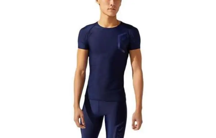 ASICS T Shirts Men's Blue Crew Neck Moderate Other