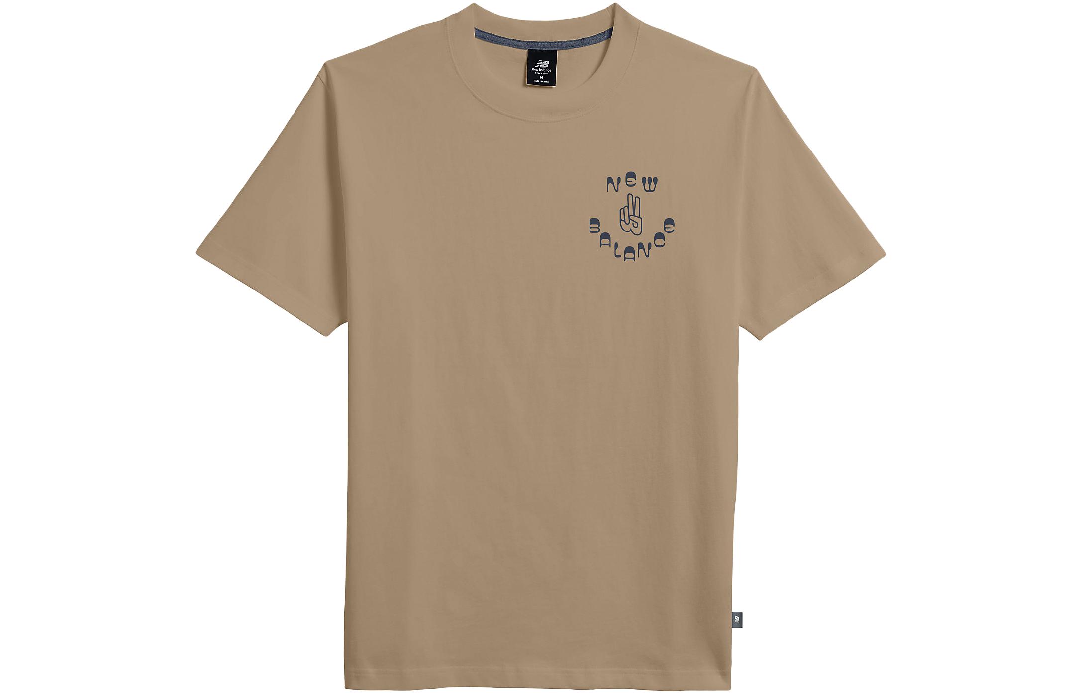 New Balance Brown cartoon short sleeve T-shirt with a round collar, print