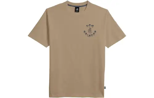 New Balance T Shirts Men's Brown Crew Neck Moderate Straight Fit