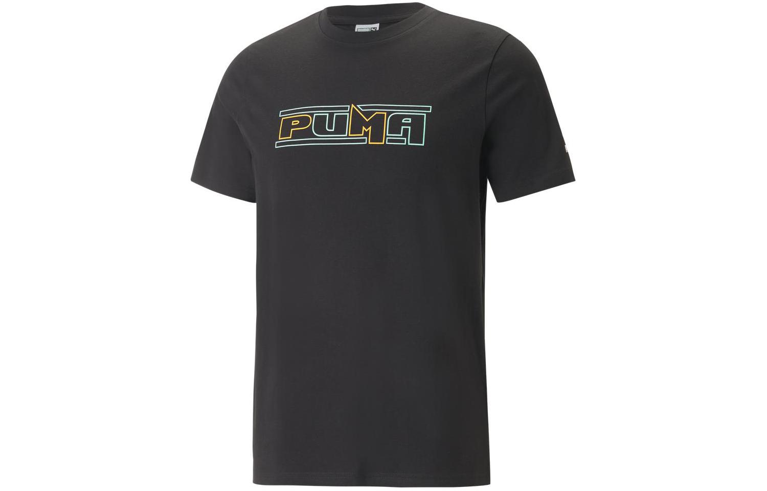 PUMA SWxP Graphic T Shirts Men's Black Crew Neck Moderate Straight Fit