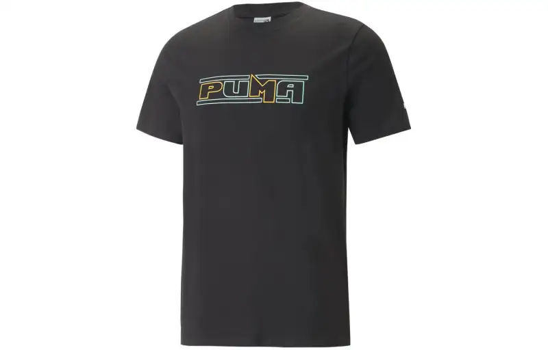 PUMA SWxP Graphic T Shirts Men's Black Crew Neck Moderate Straight Fit