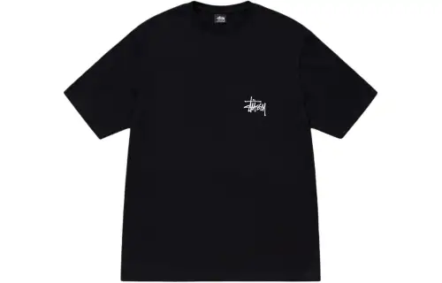 Stussy Ribbed Letter Print Cotton Pullover T-Shirt