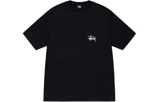 Stussy Ribbed Letter Print Cotton Pullover T-Shirt