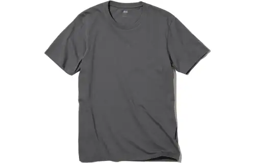 UNIQLO T Shirts Unisex Asphalt Gray 07 Crew Neck Moderate Straight Fit