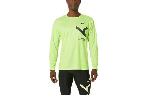 ASICS AIM Dry T Shirts Men's Lemon Crew Neck Moderate Other