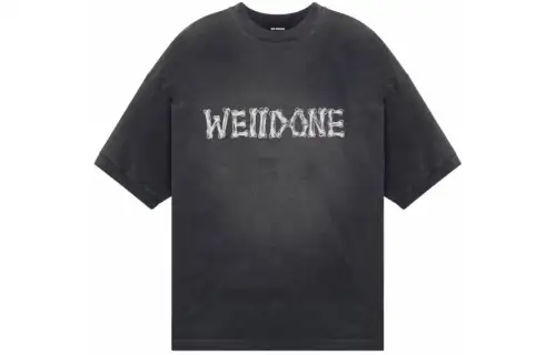 WE11DONE T Shirts Unisex Black Crew Neck Moderate Straight Fit
