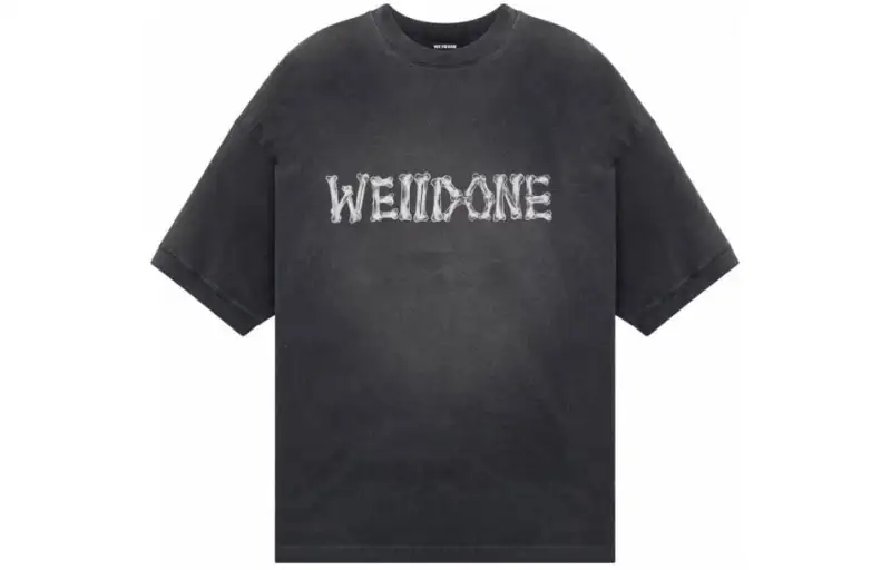WE11DONE T Shirts Unisex Black Crew Neck Moderate Straight Fit