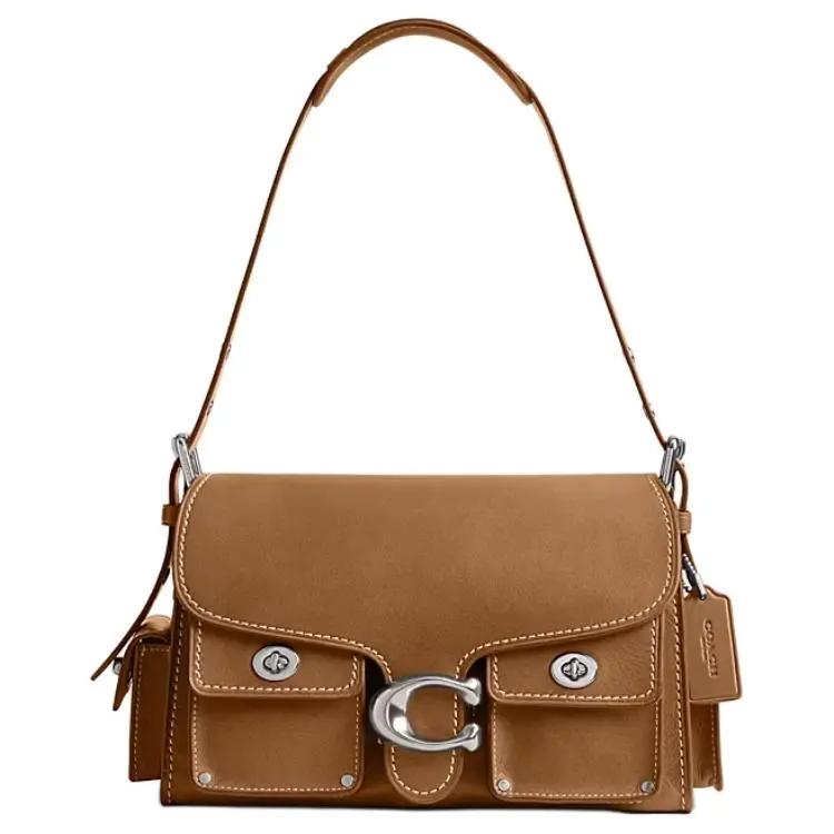 COACH TabbyCargo Natural Grain Leather Shoulder Bag Medium Women's Brown
