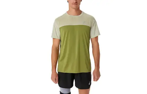 ASICS T Shirts Men's Green Crew Neck Moderate Other