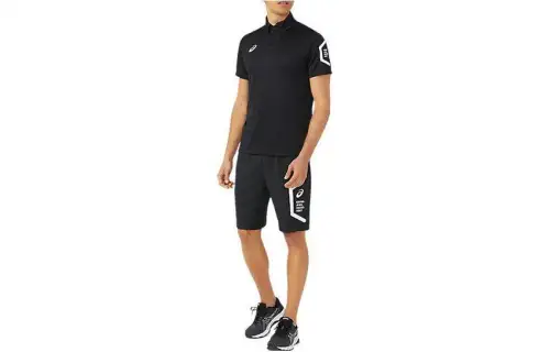 ASICS T Shirts Men's Black Crew Neck Moderate Straight Fit