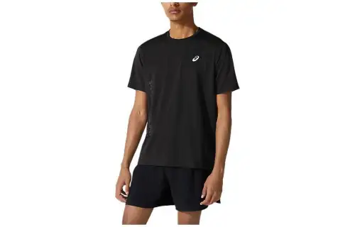 ASICS T Shirts Men's Black Crew Neck Moderate Straight Fit