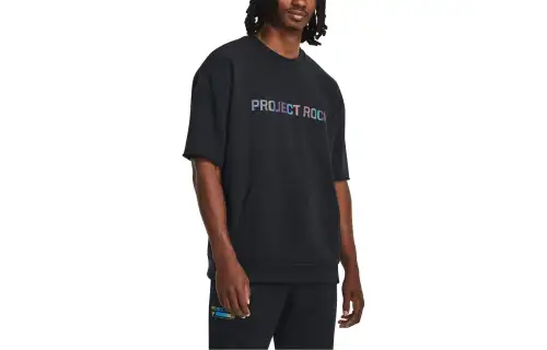 Under Armour T Shirts Men's Black Crew Neck Moderate Straight Fit