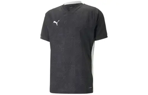 PUMA TEAMCUP SS T Shirts Men's Black V Neck Moderate Straight Fit
