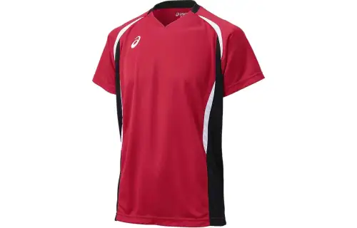 ASICS T Shirts Men's Red V Neck Moderate