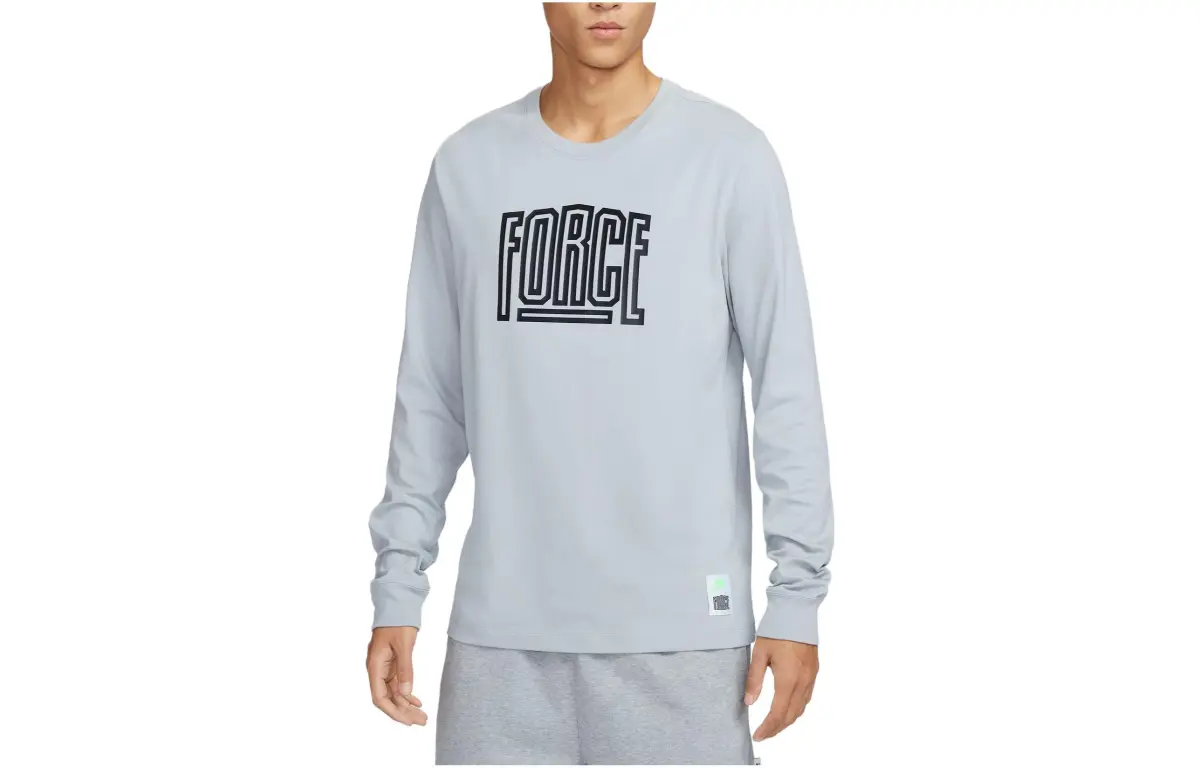 Nike T-Shirts Men's Gray Crew Neck Moderate Straight Fit