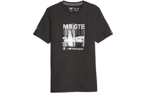 PUMA BMW M Motorsport T Shirts Men's Black Crew Neck Moderate Other