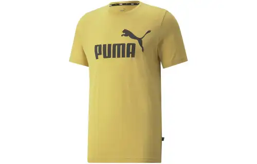 PUMA T Shirts Men's Yellow Crew Neck Moderate Straight Fit