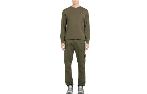STONE ISLAND T Shirts Men's Green Crew Neck Moderate Straight Fit