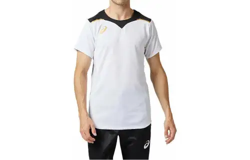 ASICS T Shirts Men's White Crew Neck Moderate Straight Fit