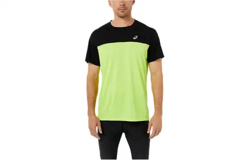 ASICS T Shirts Men's Green Crew Neck Moderate Straight Fit
