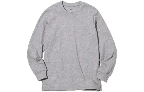 UNIQLO T Shirts Unisex Smoke Gray Crew Neck Moderate